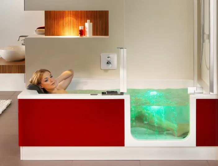 Die barrierearme Dusch-Badewanne Twinline 2 Air von Artweger mit Whirlpool-Ausstattung.