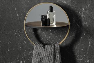 Wandablage mit Spiegel und Metallring als Handtuchhalter: Lavo 2.0 