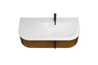 Flache Mineralguss-Waschtischeinheit Lavo2.0 in Eiche Dekor Rost