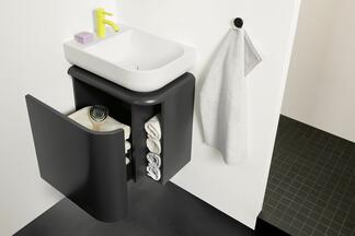 Ausziehbarer Waschtischunterschrank, schwarz